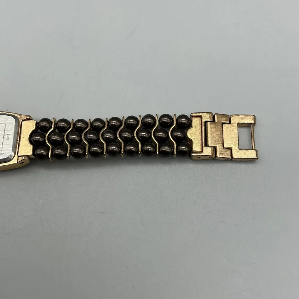 Armitron Now Women Watch 20mm Abalone Brown Gold Tone Bracelet New Battery 7.75
